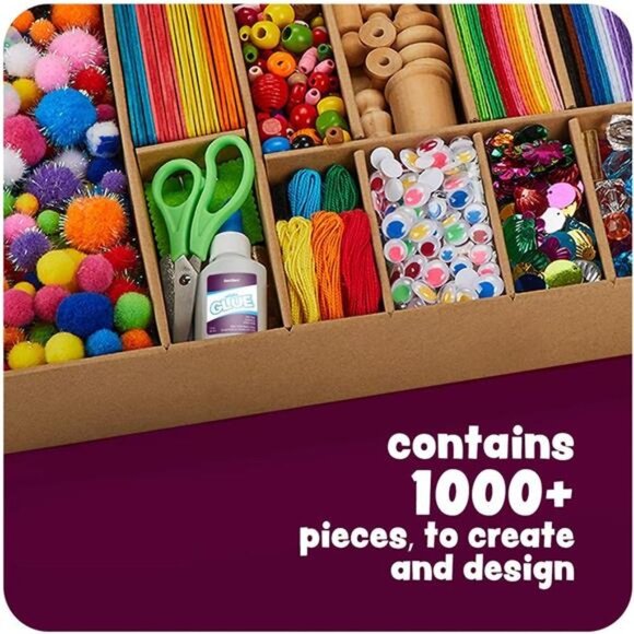 Arts and Crafts Vault - 1000+ Piece Craft Supplies Kit in a Box for Kids Ages 4 - Picture 8 of 8